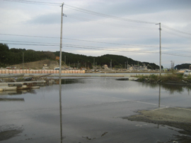 満潮のため八幡川から流れ込んでくる